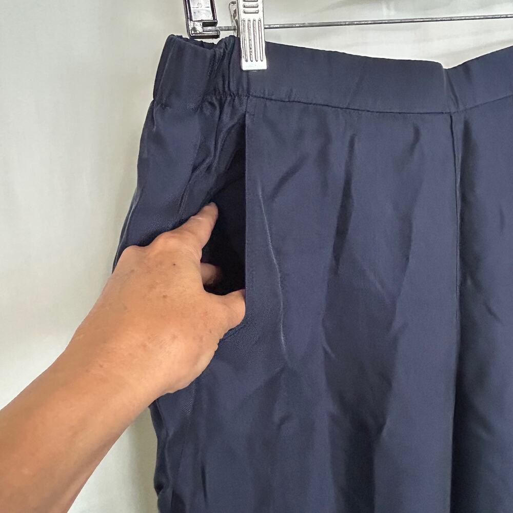 St. John Botique 100% Cupro Cotton Navy Slacks Women's Size L - Picture 5 of 7